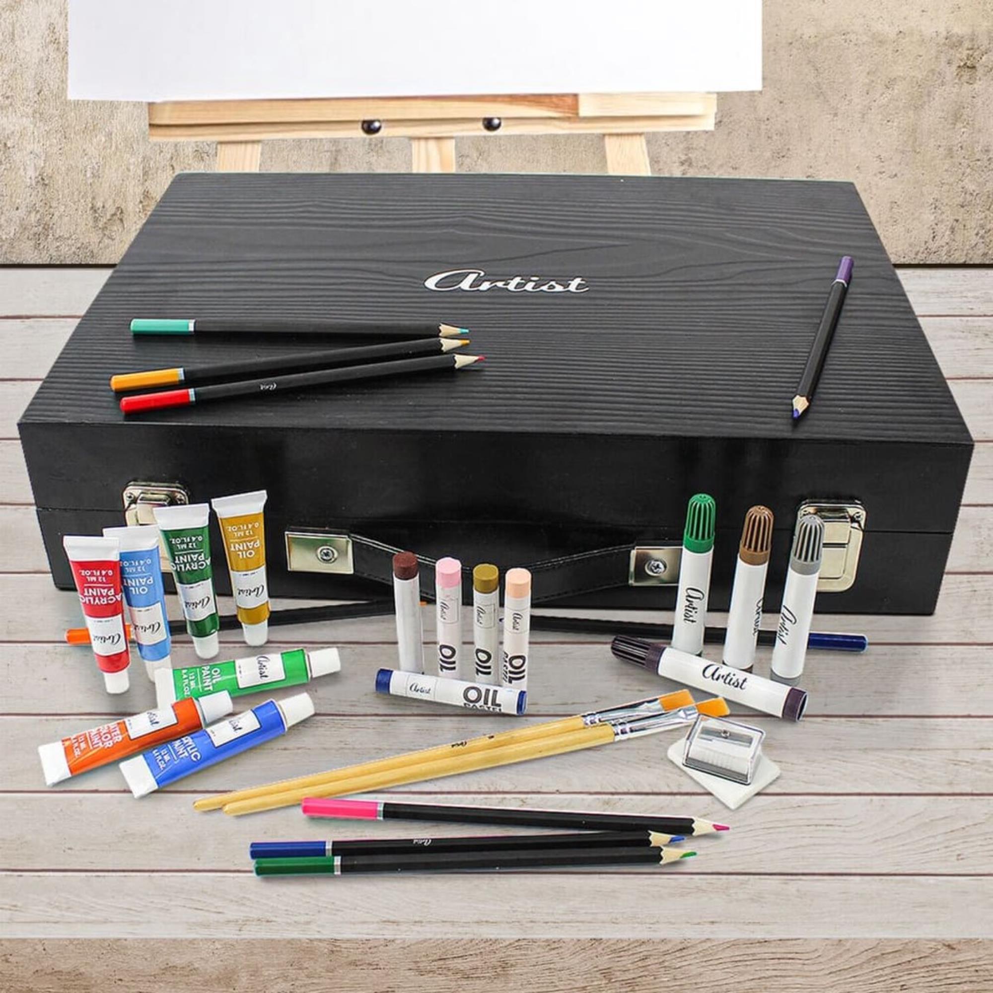 Set de pintura artística profesional en caja de madera 44,5x31x10cm