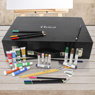Set de pintura artística profesional en caja de madera 44,5x31x10cm