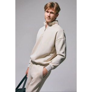 Pantalón deportivo hombre cargo afelpado con cintura ajustable beige