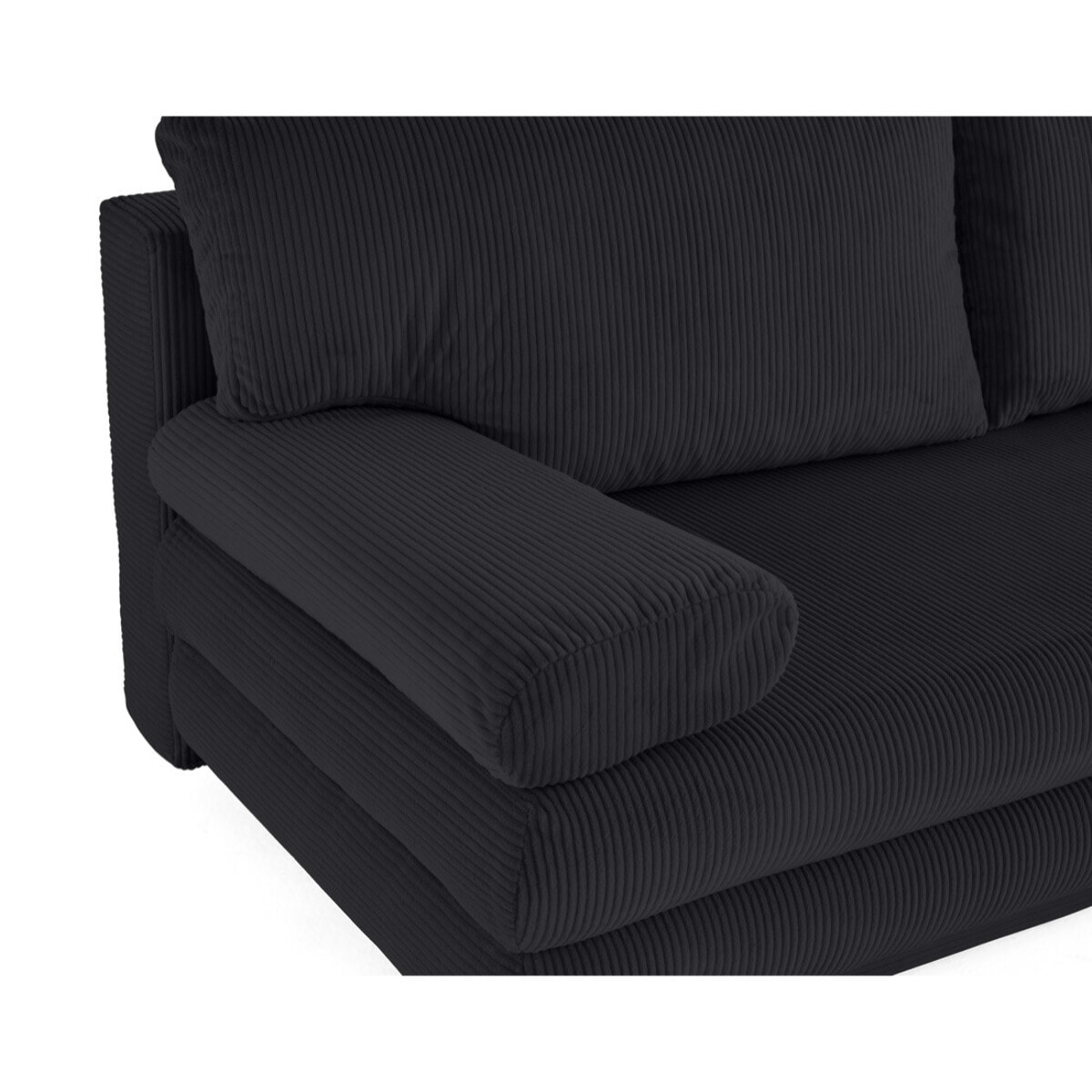 Elton - canapé 3 places convertible avec coffre en velours côtelé - Noir