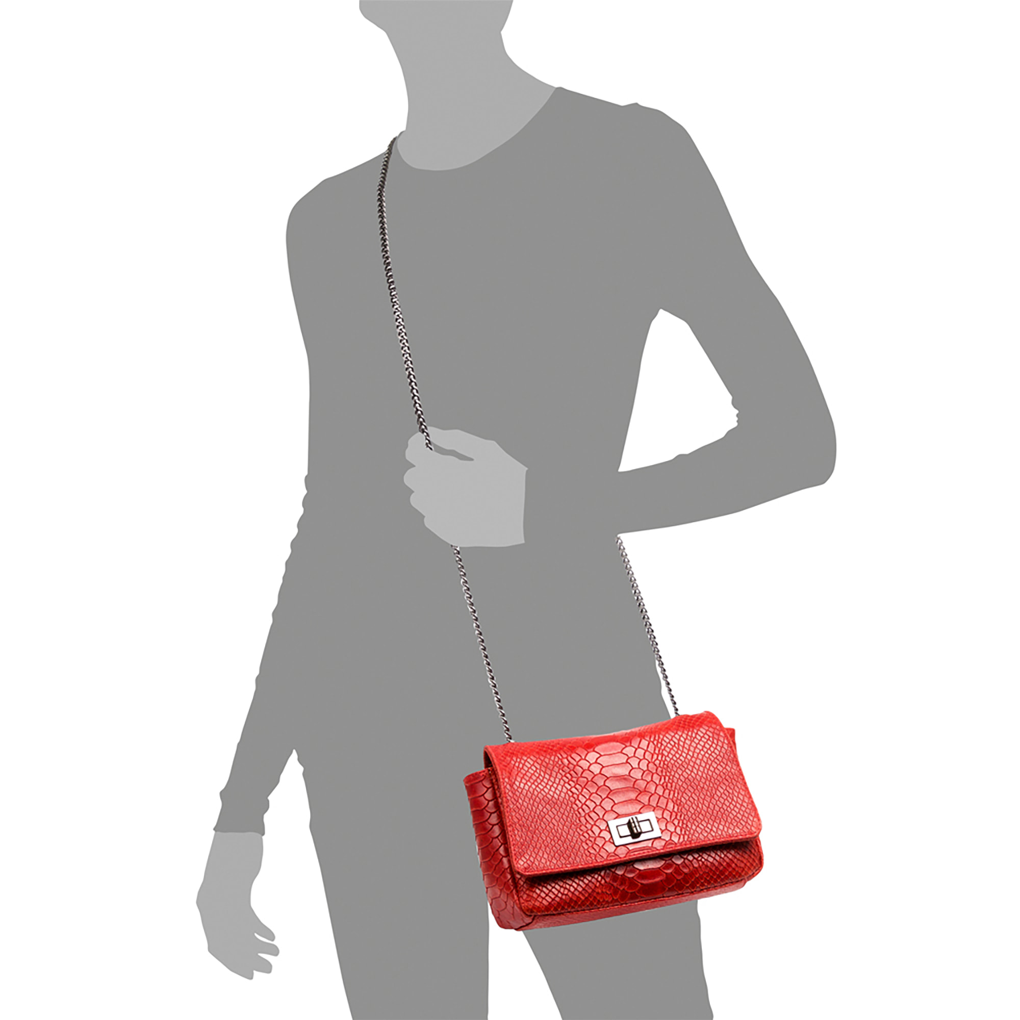 Dalida Borsa a tracolla Donna.Pelle autentica Camoscio Inciso Serpente