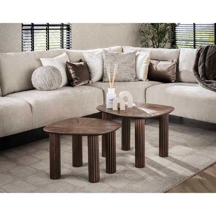 Tania - lot de 2 tables basses gigognes en teck massif - 62 et 54 cm - Bois