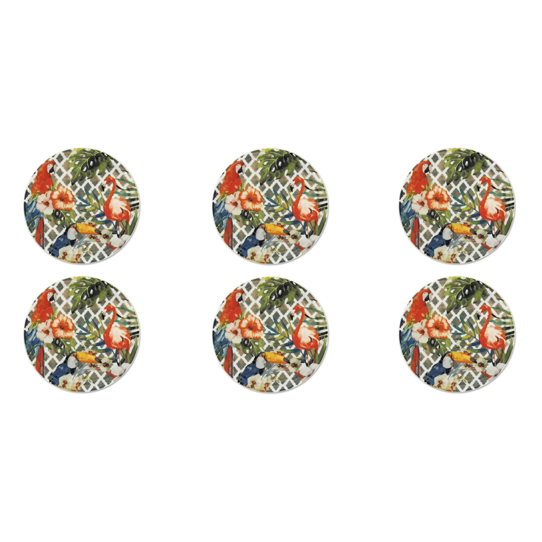 Set de 6 Assiettes à Pizza Excelsa – Tropical Chic, Porcelaine Multicolore