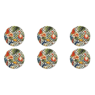 Set de 6 Assiettes à Pizza Excelsa – Tropical Chic, Porcelaine Multicolore