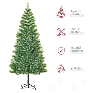 HOMCOM Árbol de Navidad Artificial 210 cm con 968 Ramas Hojas de PET y Soporte de Metal Decoración Navideña para Interior Salón Fiestas Ø100x210 cm Verde