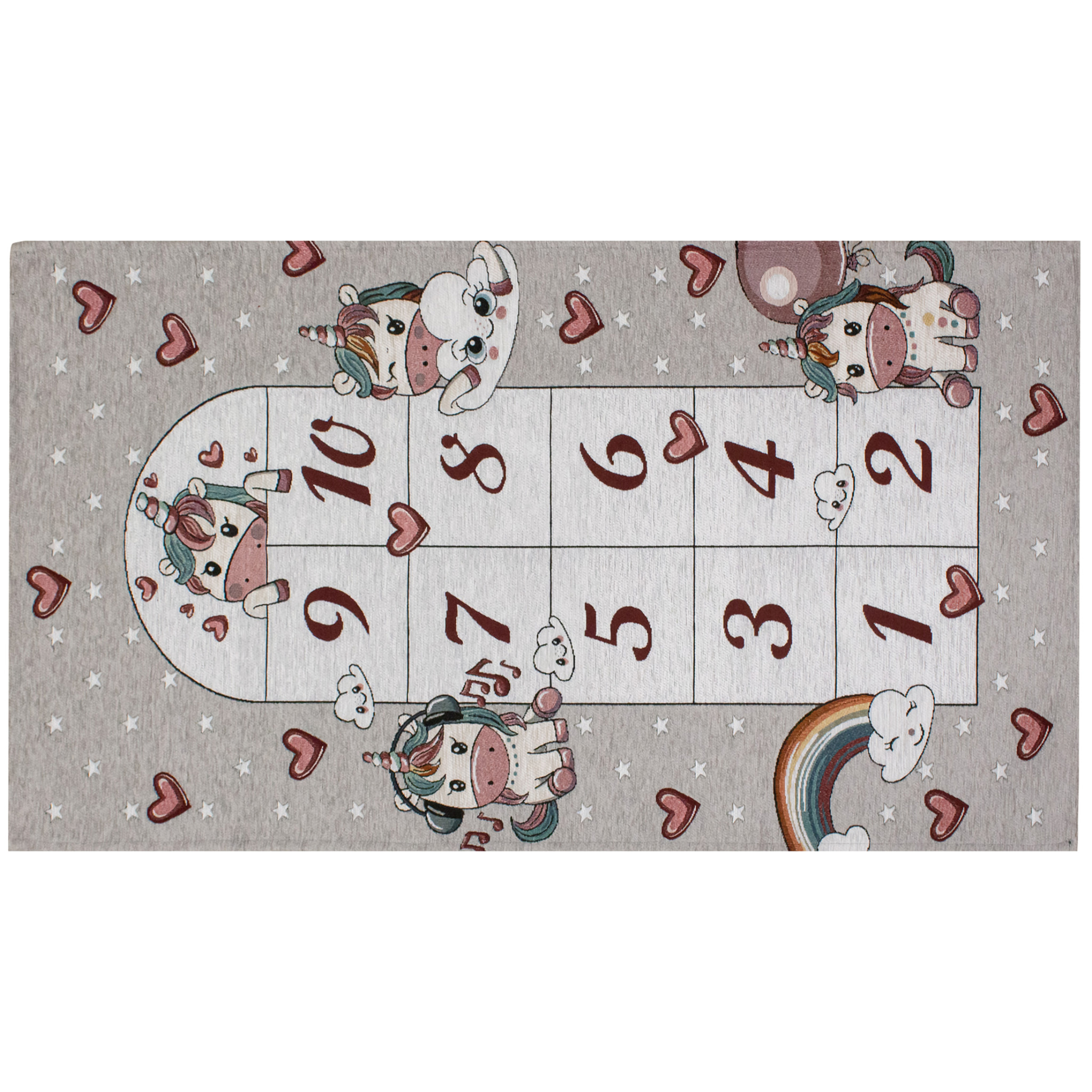 TAPPETO CAMERETTA UNICORNI GRIGIO 80X150 CM CON ANTISCIVOLO