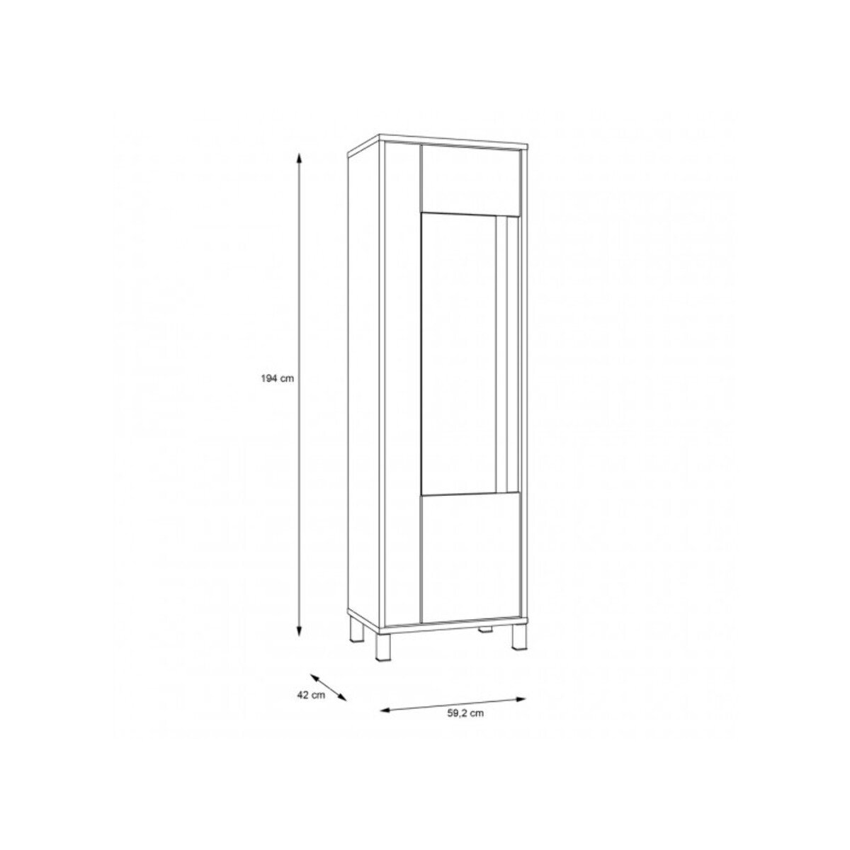 Vitrine haute H.194 cm en bois effet chêne et noir - YAL