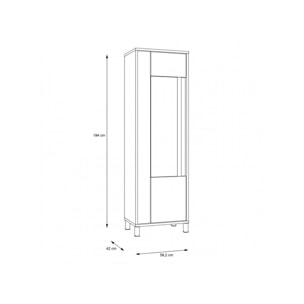 Vitrine haute H.194 cm en bois effet chêne et noir - YAL
