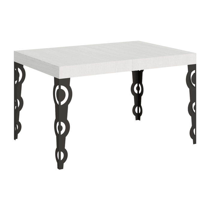 Table extensible 90x120/224 cm Karamay Frêne Blanc cadre Anthracite