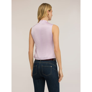 Motivi - Blusa de raso con fruncidos - Violeta