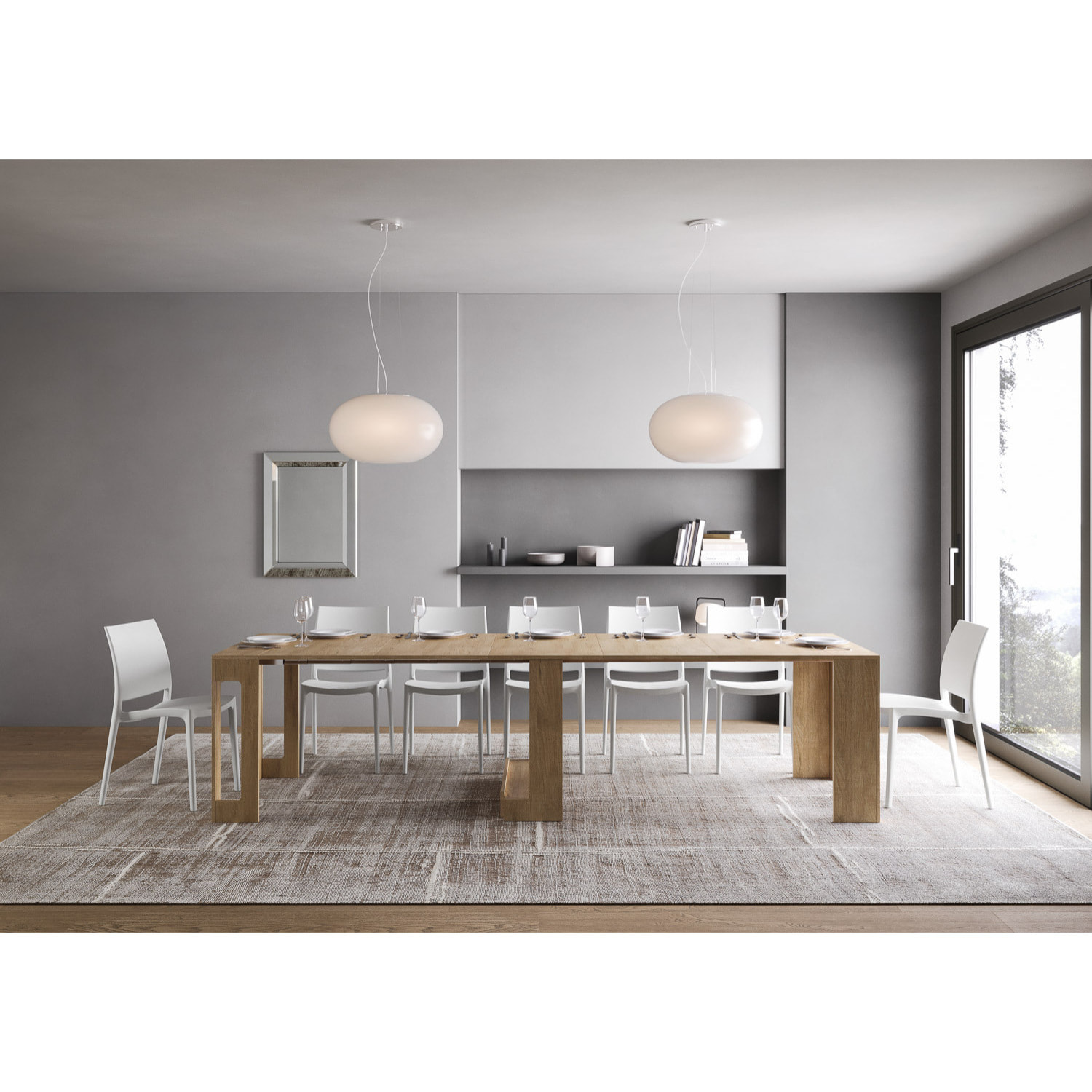 Consolle allungabile 90x42/302 cm Evolve Quercia Natura allunghe interne