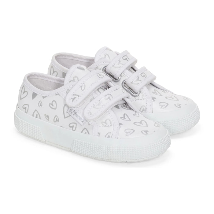 Le Superga Bambina 2750 KIDS STRAPS VEGAN MATERIAL CUTE HEARTS PRINT