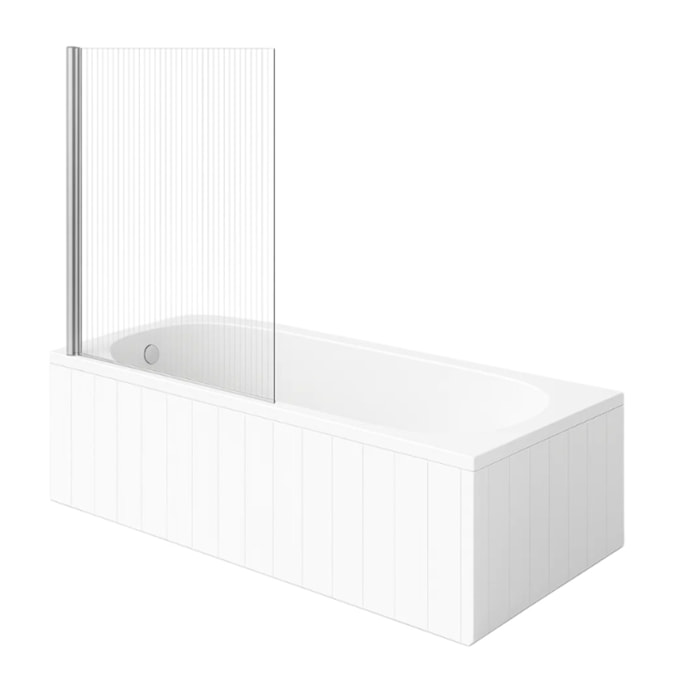 Baignoire droite 170x75 cm, Blanc VILLEROY & BOCH O.Novo + Pare bain droite AURYS Raywall chromée