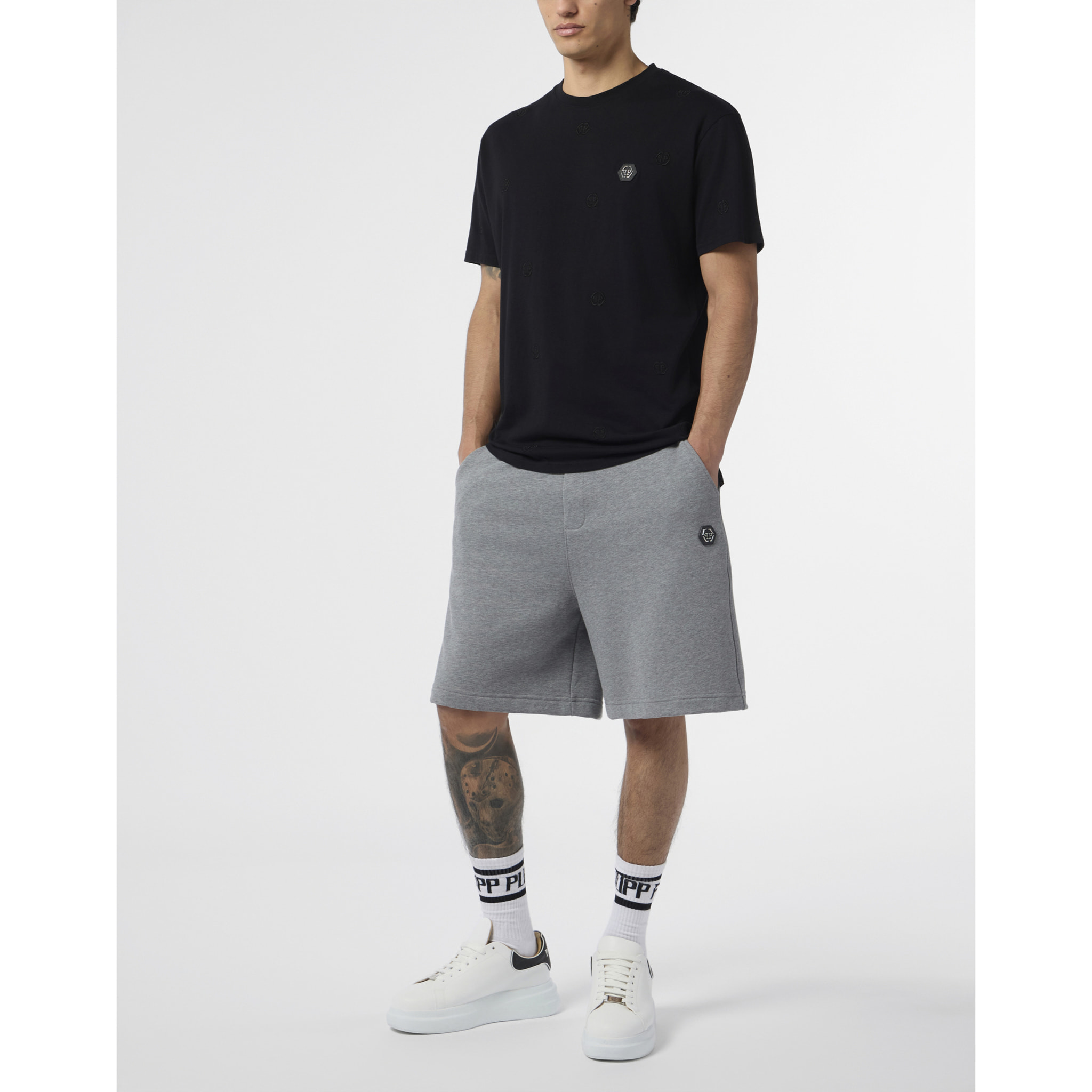 PHILIPP PLEIN Embroidered Round Neck T-Shirt Monogram Monogram