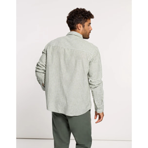 Camisa Rayas Manga Larga Verde - Ciclone