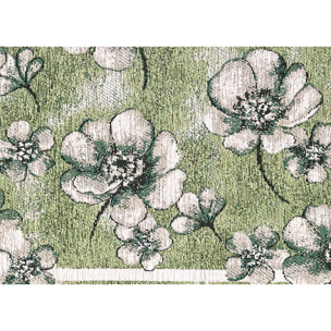 Tappeto Jacquard Ideale Cucina Ingresso Made In Italy Antiscivolo, Lavabile, Morbido Disegno Emily Verde By Suardi