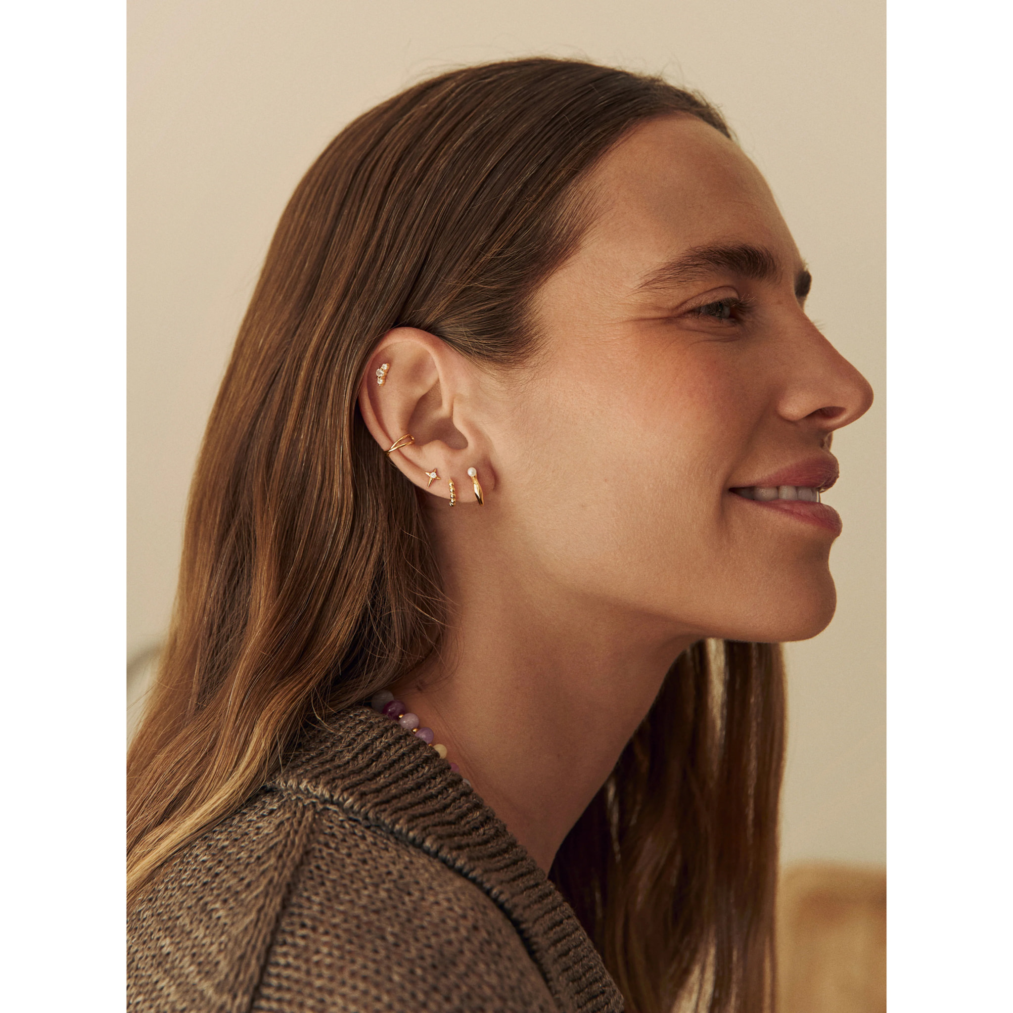 Orecchino Pearl and Spark Placcato Oro