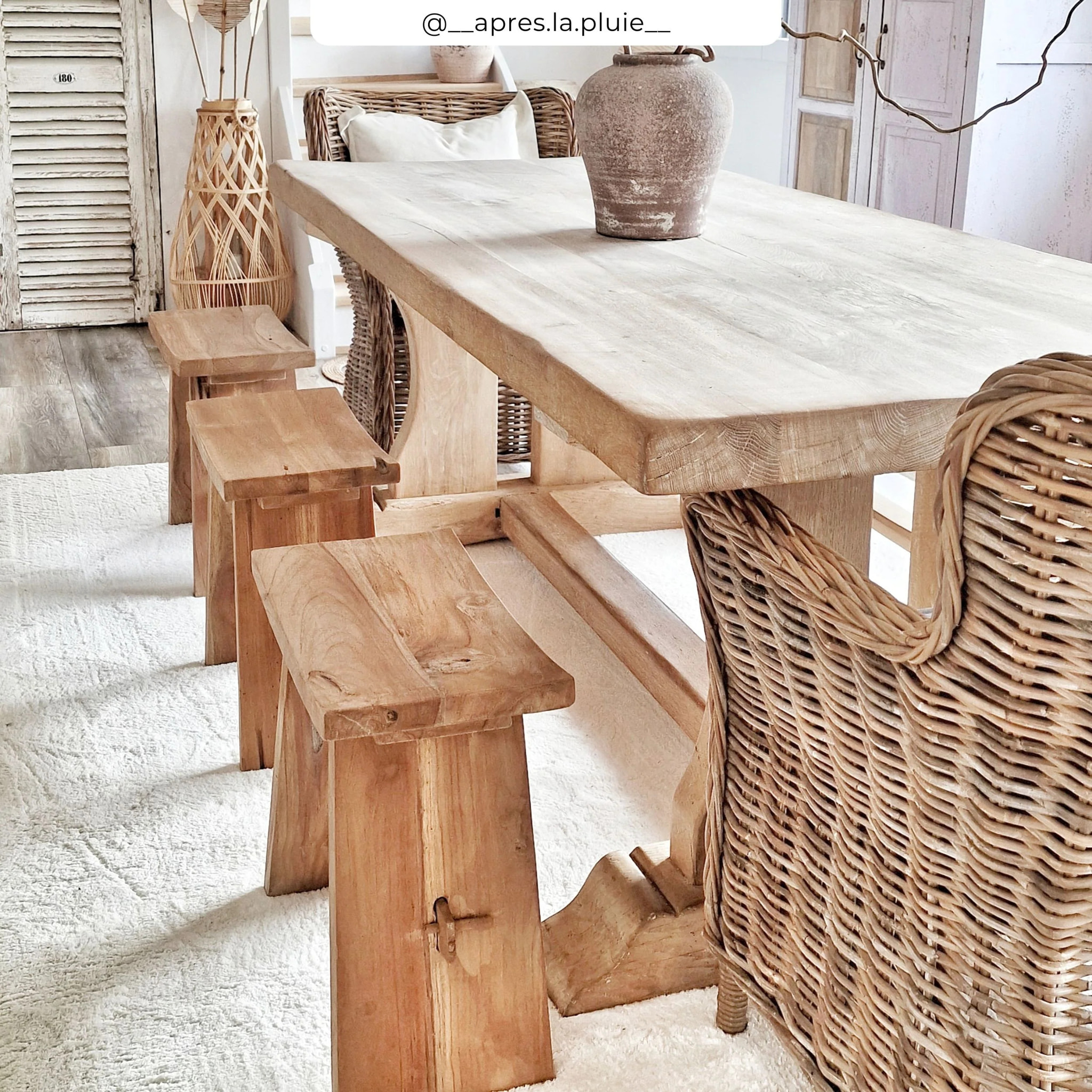 Tabouret en bois de teck recyclé - Eka
