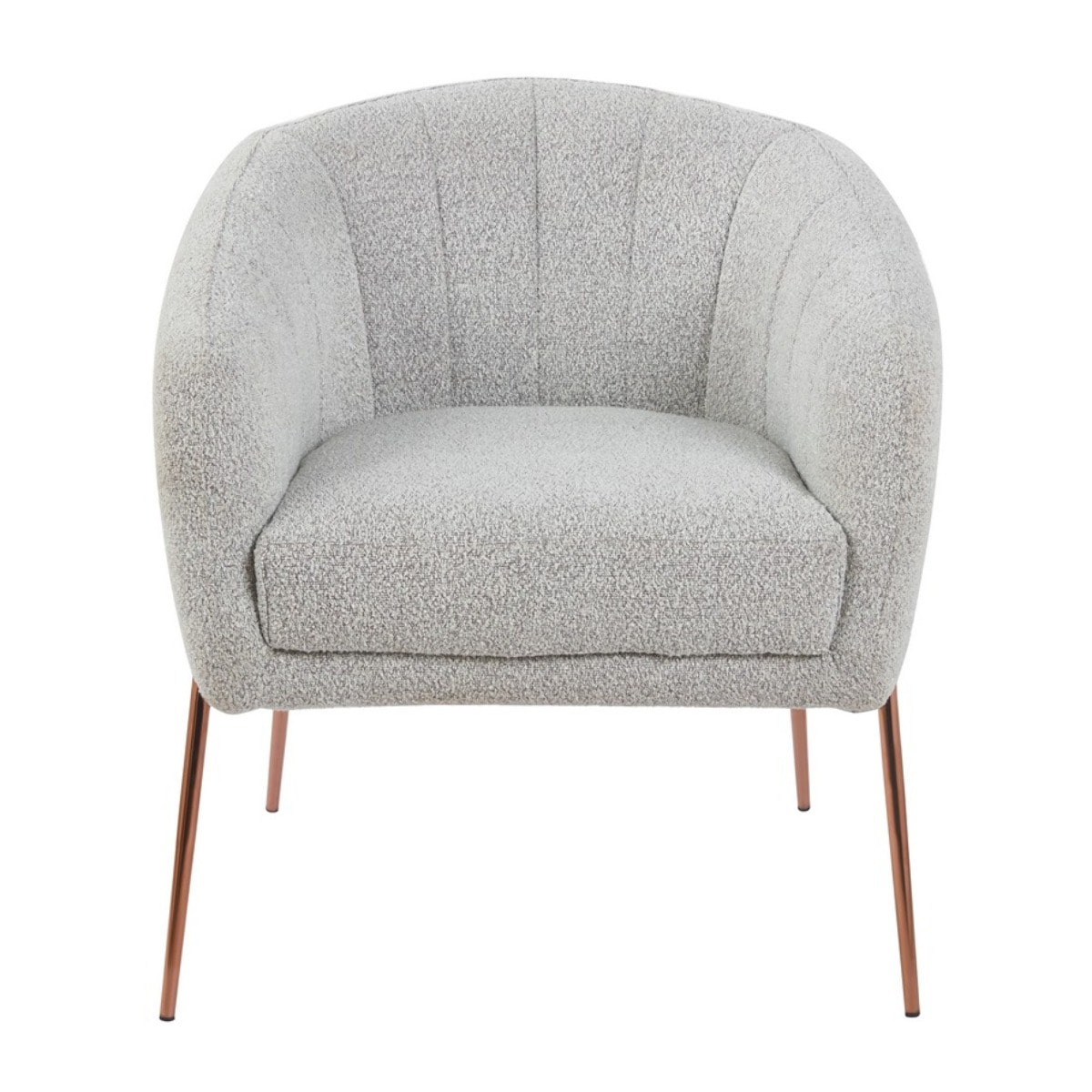 Poltrona in tessuto bouclé grigio chiaro con gambe metallo - Cloud