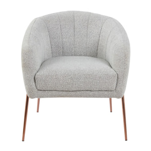Poltrona in tessuto bouclé grigio chiaro con gambe metallo - Cloud