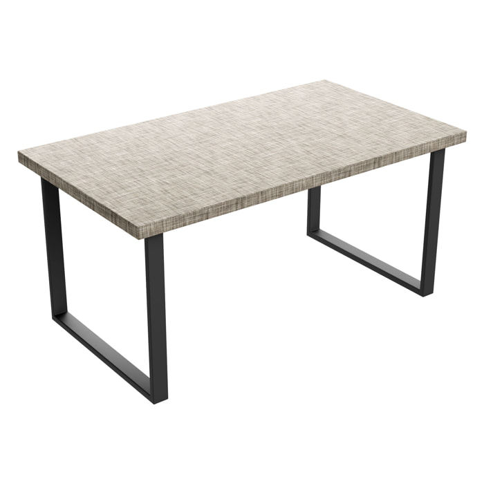 Tavolo da pranzo in legno e metallo con piedi squared neri 220x100 cm Grigio Testurizzato