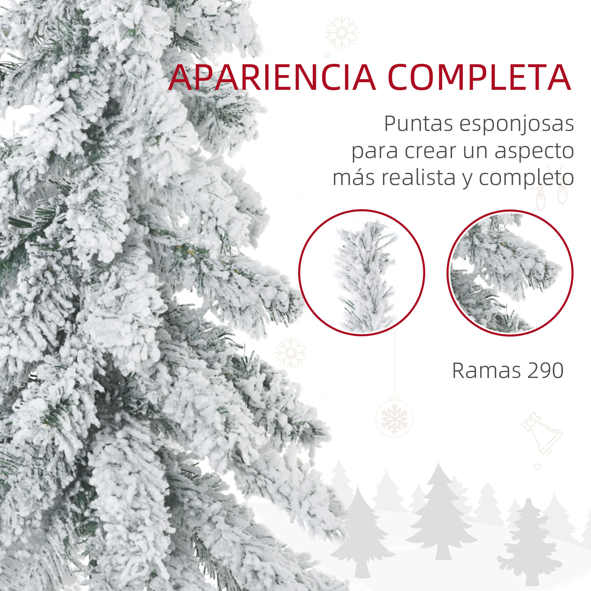 Homcom - Árbol de Navidad Artificial Árbol de Navidad Nevado 180 cm con