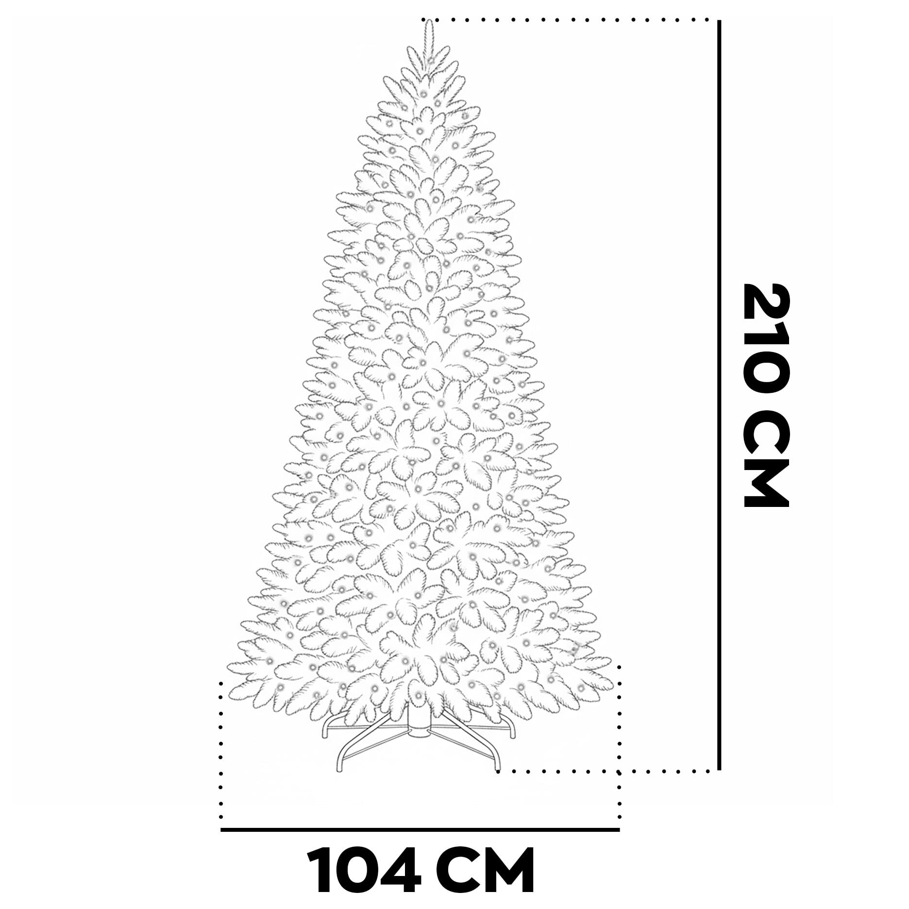Venus - Albero di Natale Tradizionale con 350 Luci LED in PE e PVC Ø104x210H cm, 1257 Punte