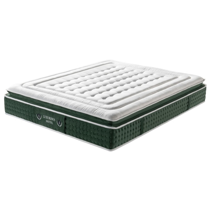 Matelas Emeraude | Surmatelas intégré | Mémoire de forme & Ressorts ensachés | Soutien morphologique