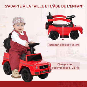 Porteur enfants voiture enfant multi-équipée 12-36 mois klaxon marche-pieds, garde-corps et ombrelle rouge