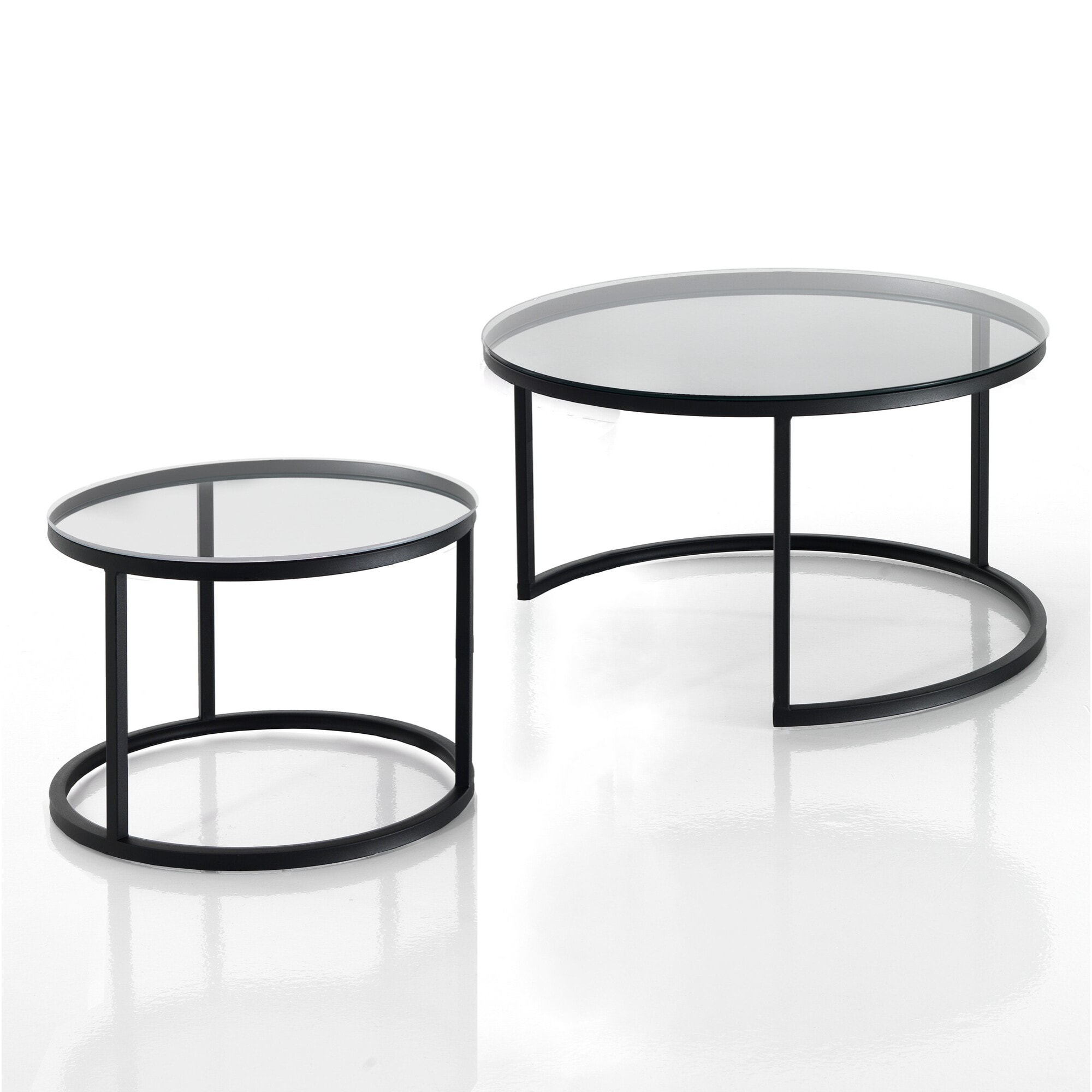 Tomasucci Lot de 2 tables basses GABRIEL EVO CLEAR Noir