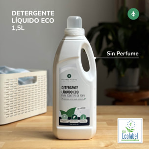 PLANETA HUERTO Pack 3x Detergente Líquido Ropa ECO Sin Perfume 1,5 L – Limpieza Natural, Ideal para Pieles Sensibles