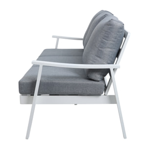 Set de jardín – Aluminio blanco y cojines grises