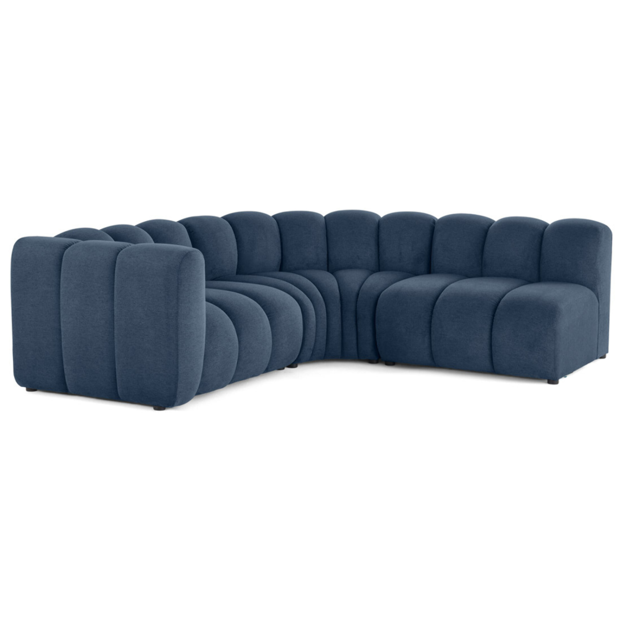 Debbie - canapé modulable d'angle droit 4 places avec accoudoir en tissu texturé - Bleu
