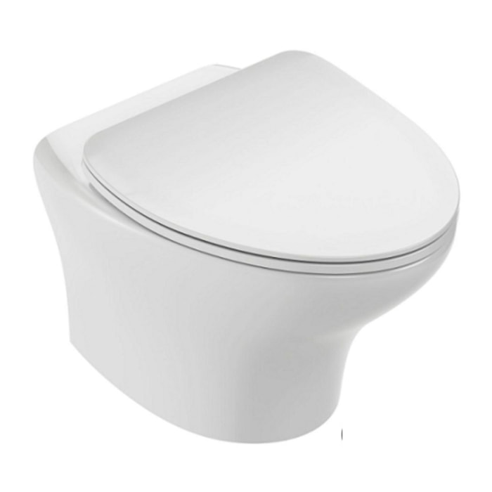 Cuvette WC suspendu sans bride compact Nouvelle Vague avec abattant frein de chute extra-plat déclipsable