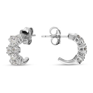 Orecchini a Lobo in Argento 925 con Punti Luce in Cubic Zirconia