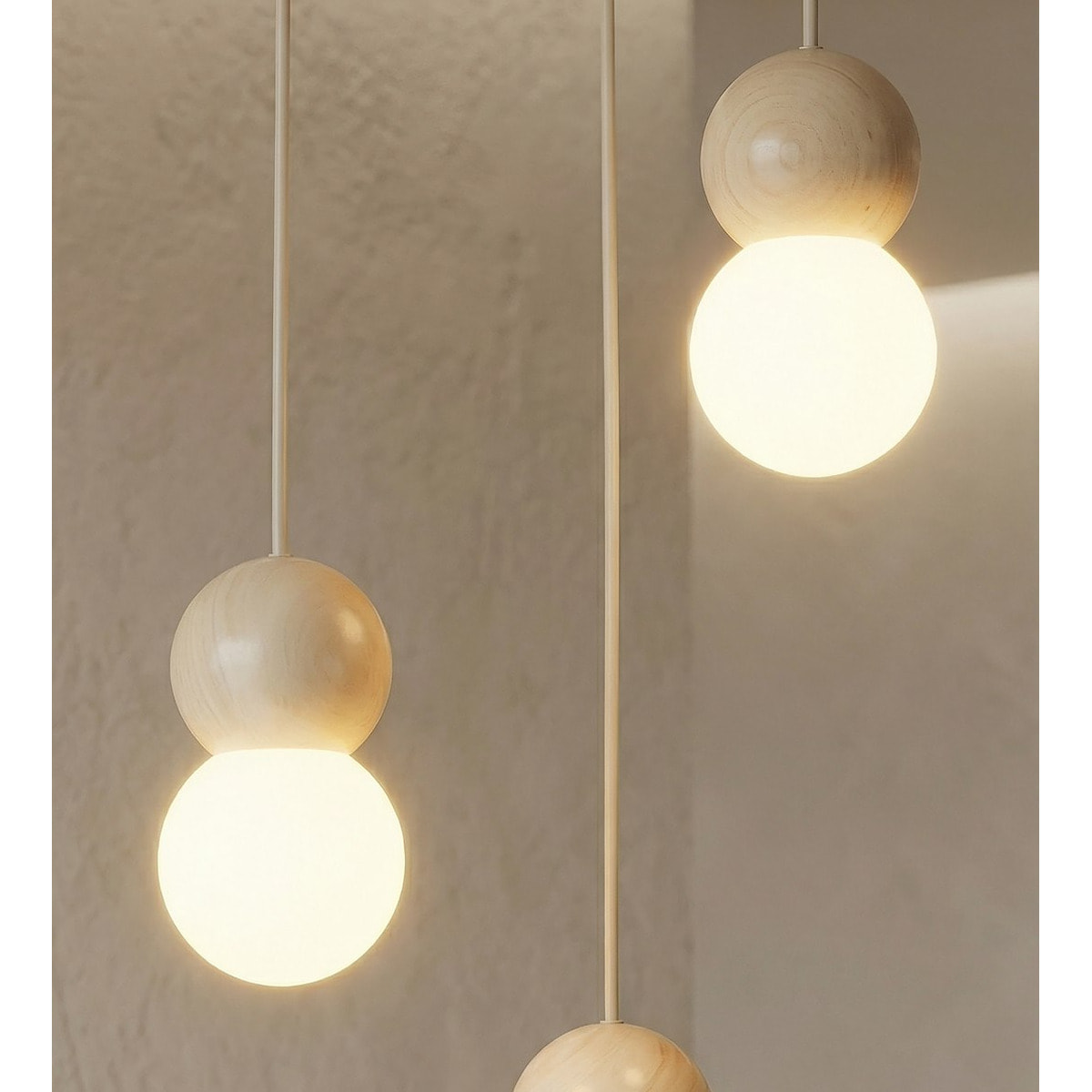 Lampada a sospensione LOOP in acciaio moka e legno naturale