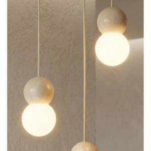Lampada a sospensione LOOP in acciaio moka e legno naturale