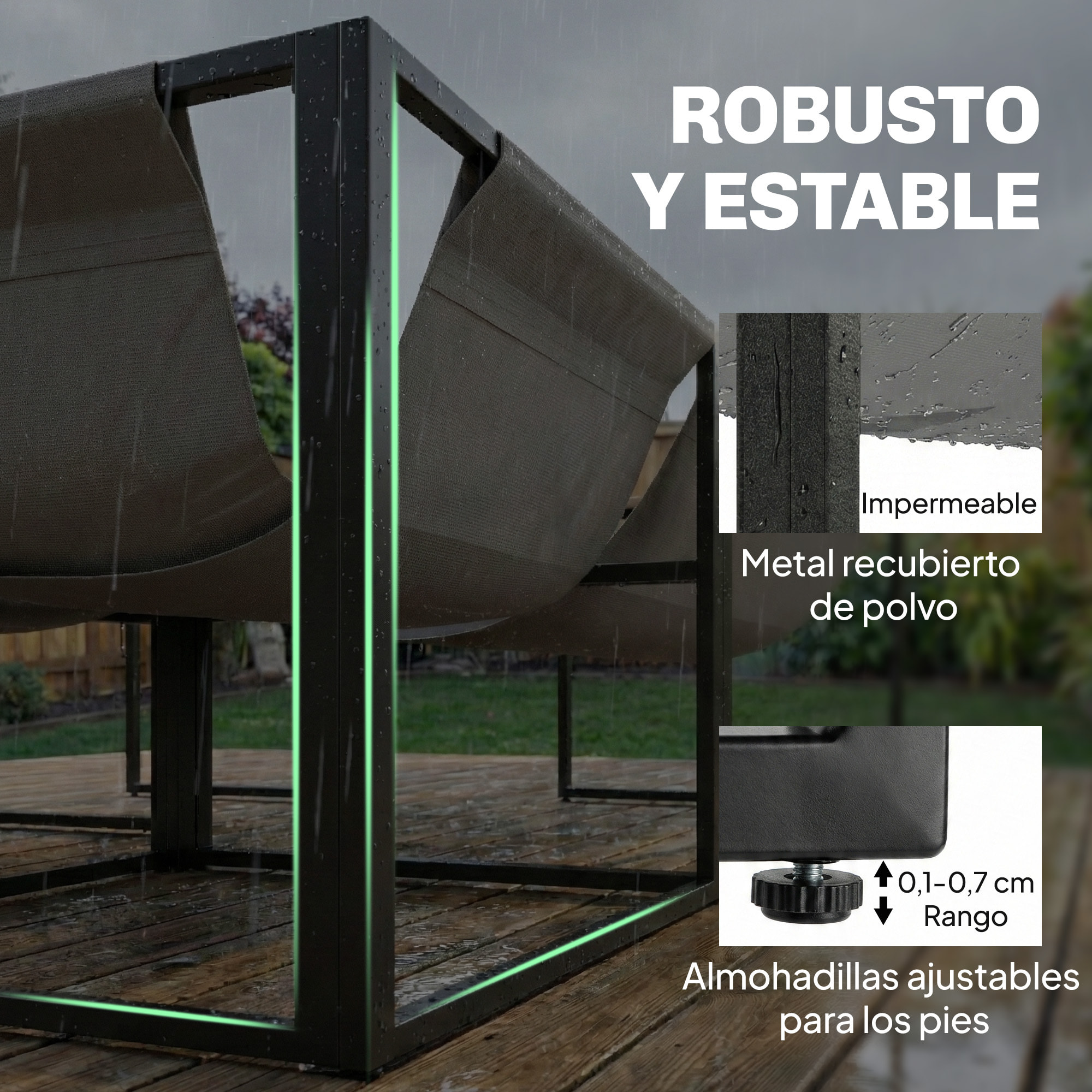 Conjunto de Muebles Jardín Exterior de 4 Piezas, Sofá Exterior Seccional Resistente Forma de L con Cojines Gruesos, 2 Sofás de 2 Plazas, Sofá de Esquina y Mesa Centro de Vidrio Templado, Gris