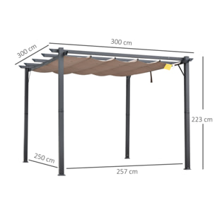 Pérgola de Aluminio Gazebo Cenador 3x3m Jardín Patio Terraza con Techo Retráctil