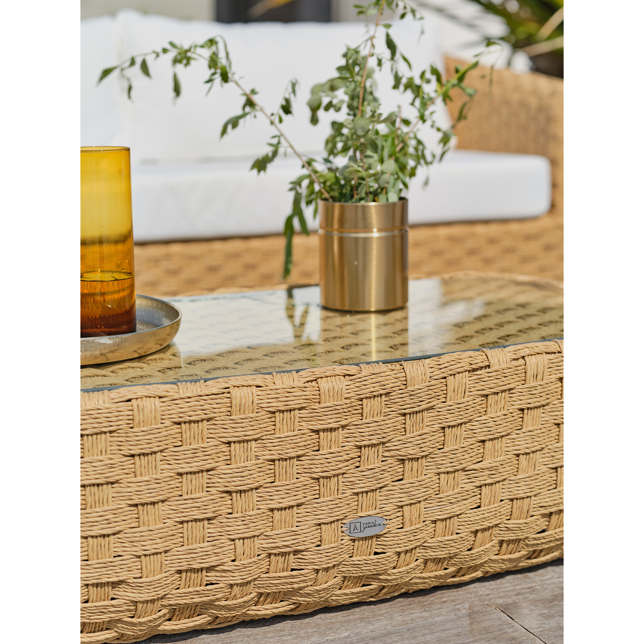 RAMATUELLE - Salon bas de jardin 5 places en aluminium et résine tressée