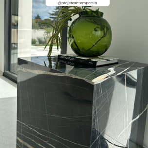 Table d'appoint effet marbre noire - Lison