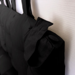 Coussin tête de lit en coton et pattes boutonnées - Noir