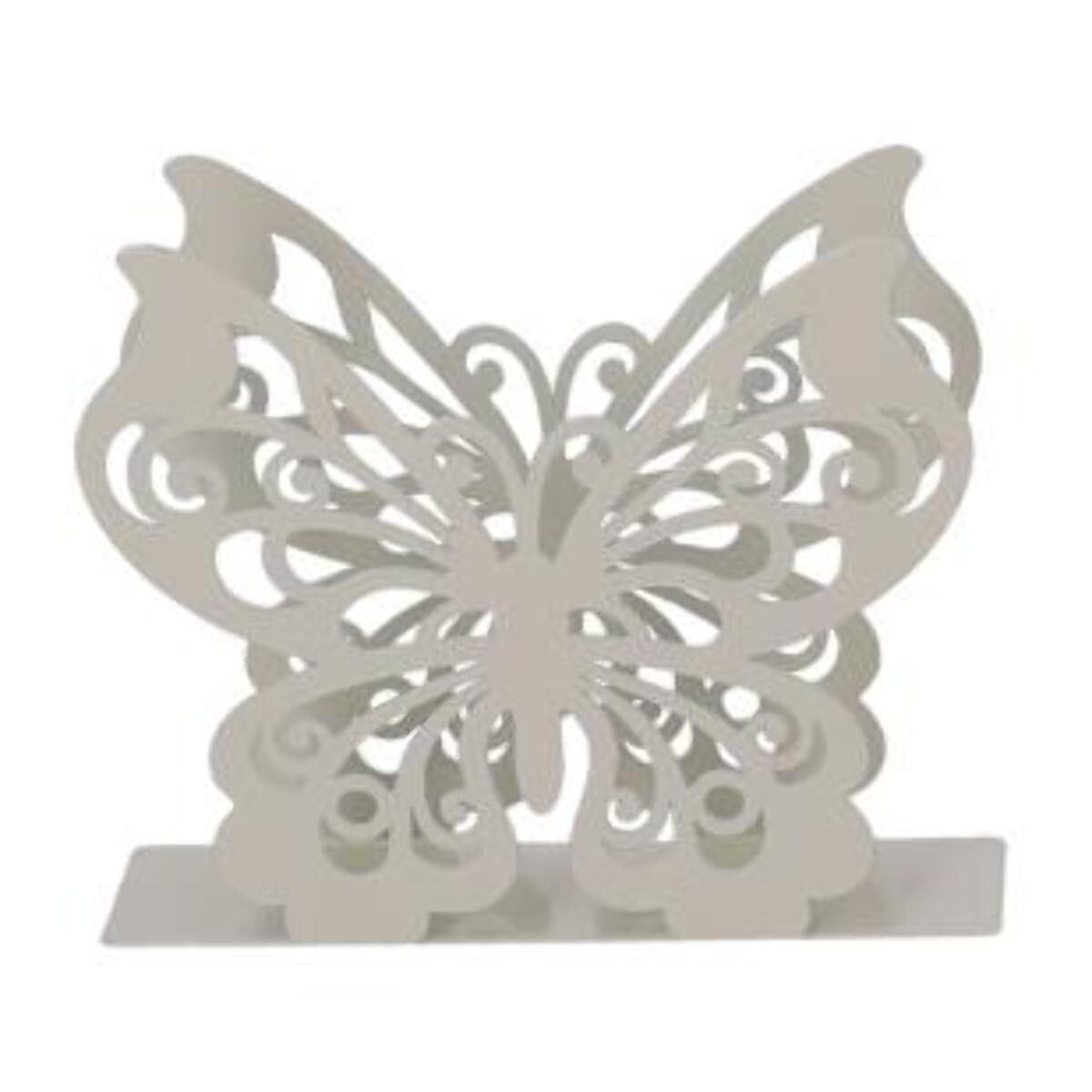 Portatovaglioli in metallo farfalla crema rettangolare cm14,5x4h12