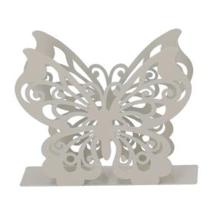 Portatovaglioli in metallo farfalla crema rettangolare cm14,5x4h12