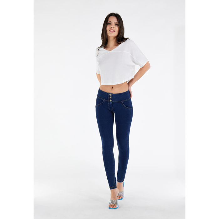 Jeggings push up WR.UP® skinny vita media in cotone organico