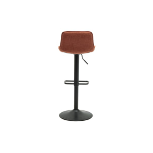 Tabourets de bar réglables pivotants 360° en tissu effet velours texturé terre brûlée et métal noir (lot de 2) BOOST