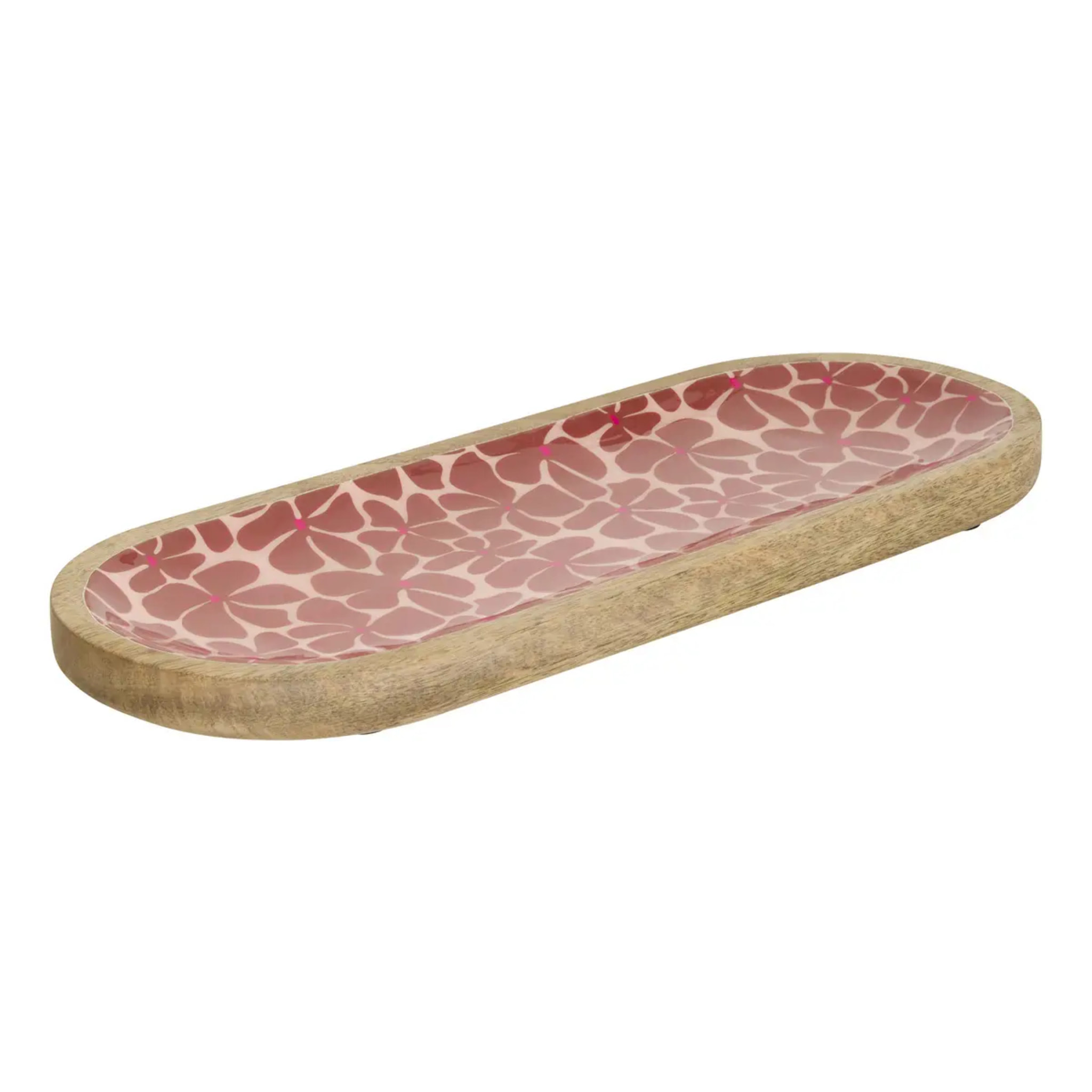 Plat Inaya 40x15cm terracotta et manguier