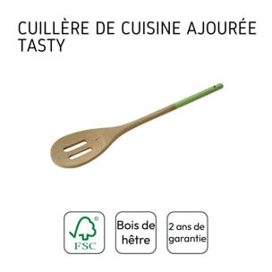 Cuillère de cuisine en bois ajourée 30 x 5,5 cm Tasty Green