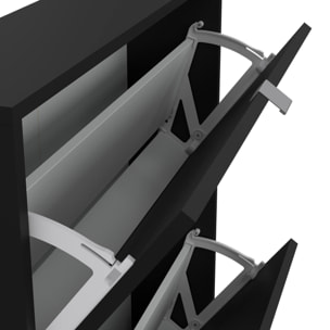 Scarpiera Turchese, Mobile portascarpe, Armadio da ingresso multiuso, Mobiletto per calzature, 70x17 h85 cm, Nero
