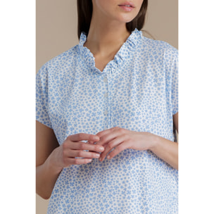 Camicia da notte donna in cotone con collo quattro bottoni articolo violet Noidinotte